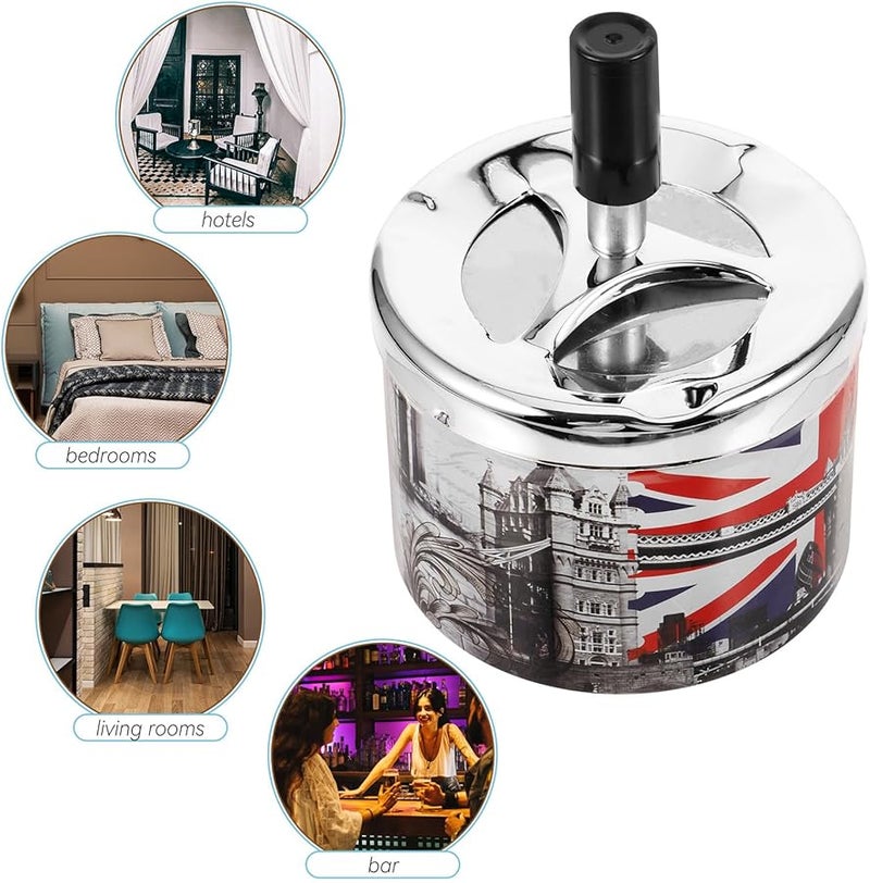 علبة سجائر من الفولاذ المقاوم للصدأ مقاومة للرياح بغطاء دوار للاستخدام في السفر الخارجي - Image 5